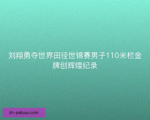 刘翔勇夺世界田径世锦赛男子110米栏金牌创辉煌纪录